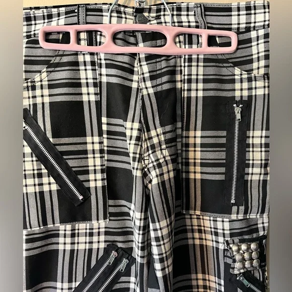 Tiger of London 32”x32” black and white plaid zip bondage pants. - Picture 4 of 10